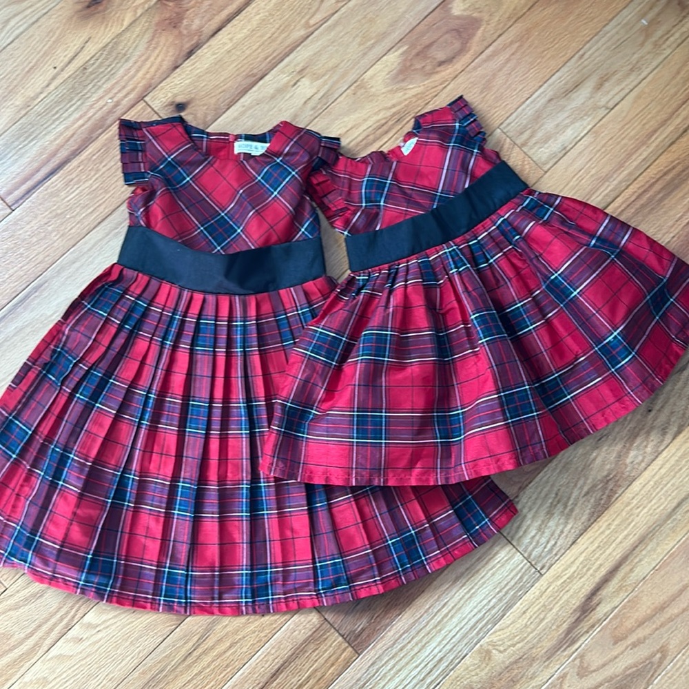 Two Hope and Henry Christmas dresses size 3 and size 6-12 months